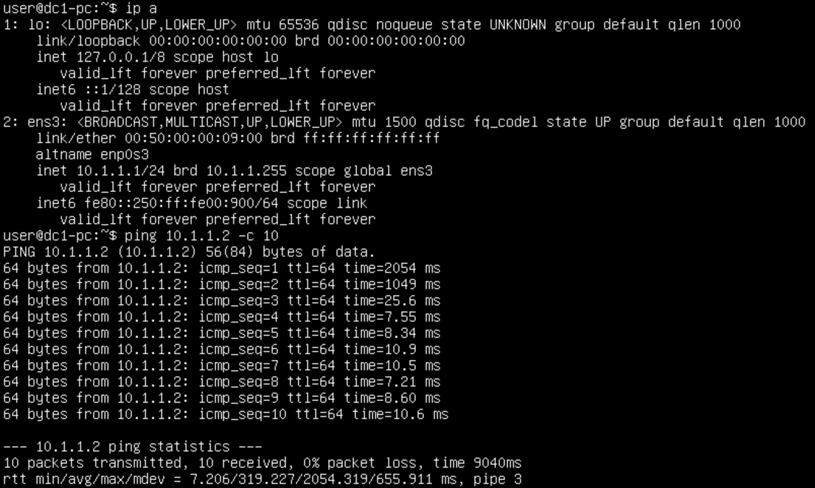 Ping working between server in dc1 to dc2
